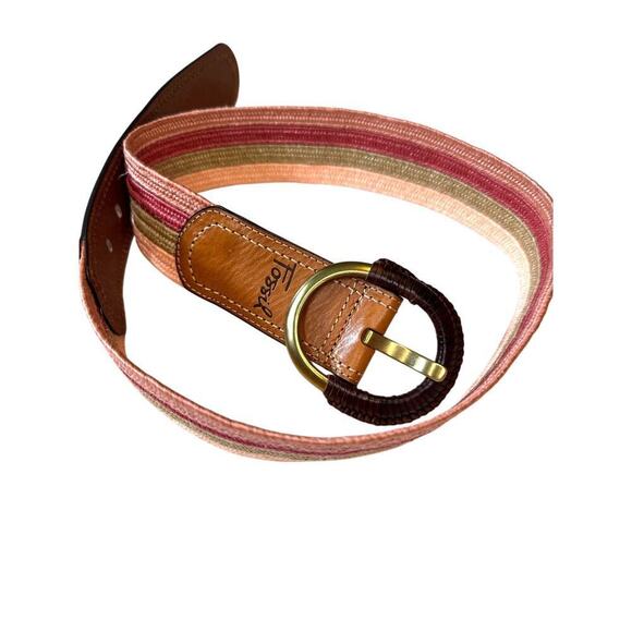 Fossil Accessories - Fossil Stretch Wrap Buckle Red Multicolored Stripes Belt Sz L NWT Leather Boho